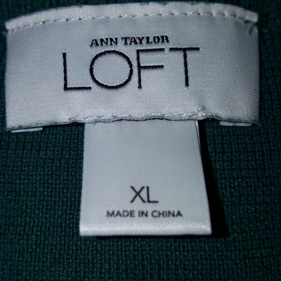 Loft Pima cotton turquoise v-neck sweater xl - Picture 2 of 3